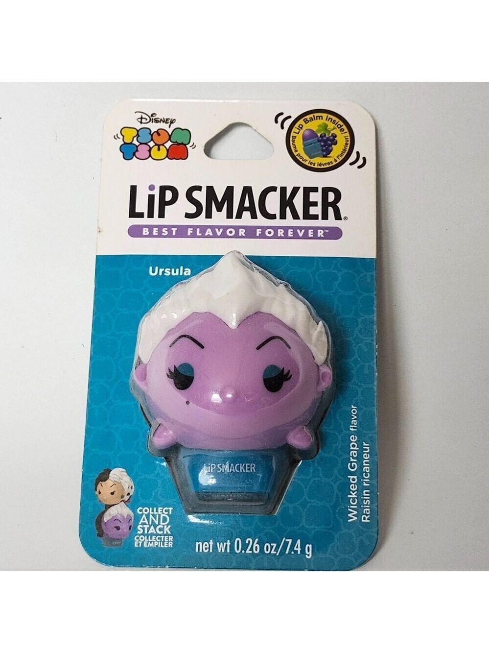 DISNEY The Little Mermaid Ursula Lip Smacker TSUM TSUM Wicked Grape Flavor BNIP